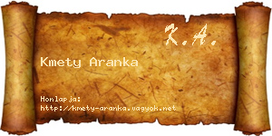 Kmety Aranka névjegykártya